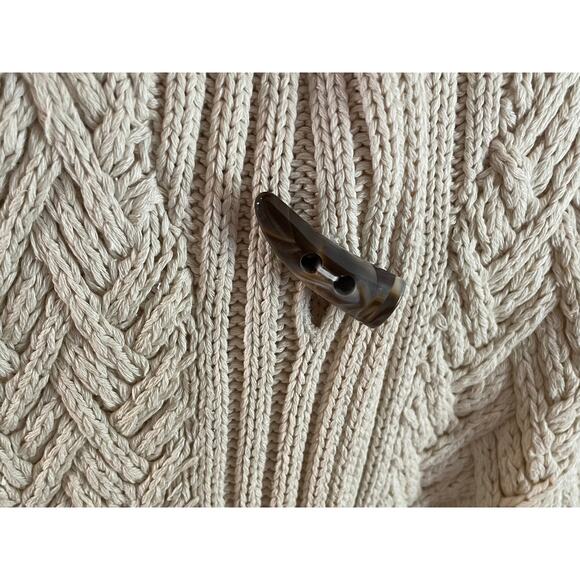 Winter Silks Silk Blend Ivory Long Cardigan Coat Toggle Buttons Shawl Collar M - Picture 7 of 13